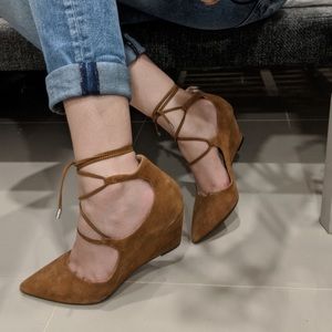 Marc Fisher Mini Wedge Lace Up Pumps